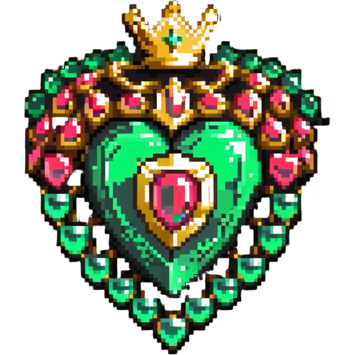 Crown-shaped member badge with green gemstones transitioning to red rubies at the tips emoji