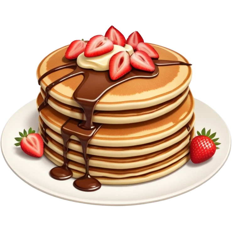 Pancakes with Nutella and strawberry  emoji