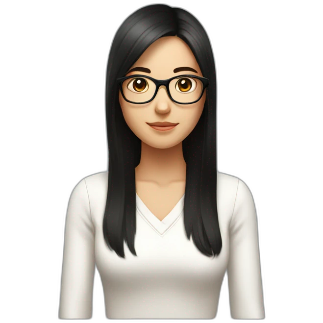 Medium long hair, black hair, glasses, straight hair,Maiden, lovely. emoji