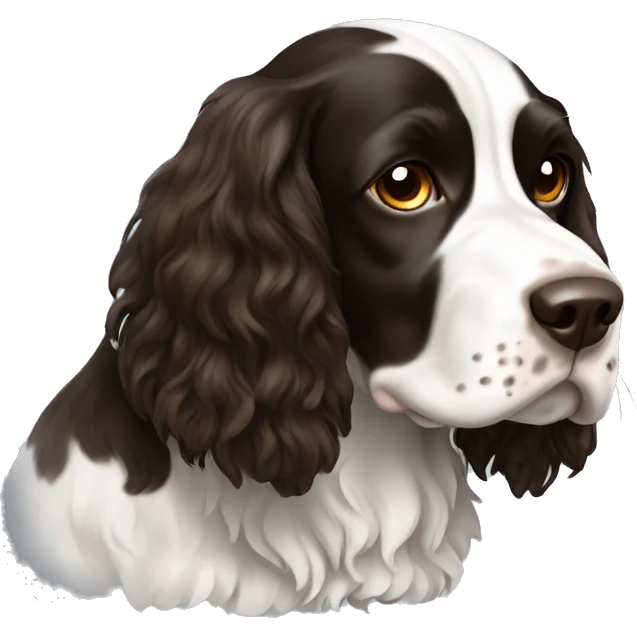 Black, white and brown English springer spaniel emoji