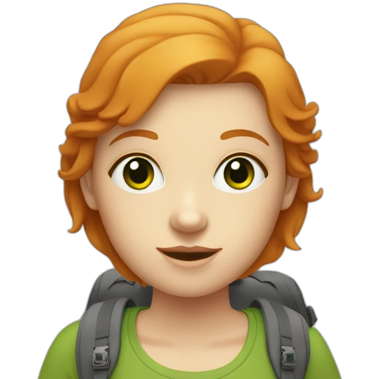 Ginger White girl with green eyes, travelling with map and backpack emoji