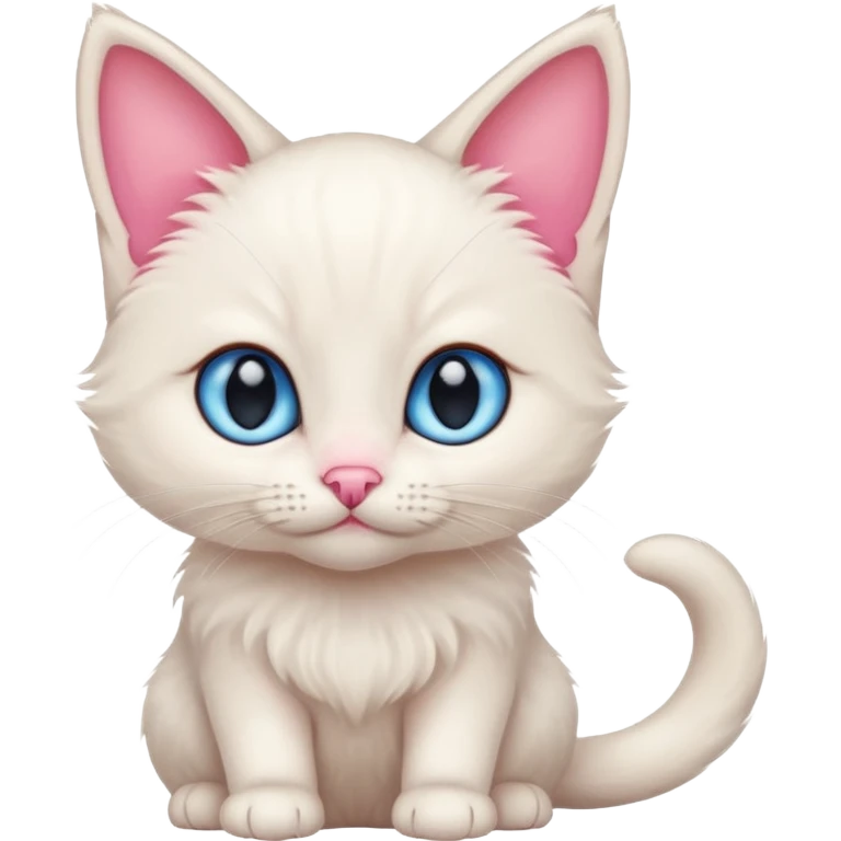 White Siamese kitten with blue eyes and orange ears emoji