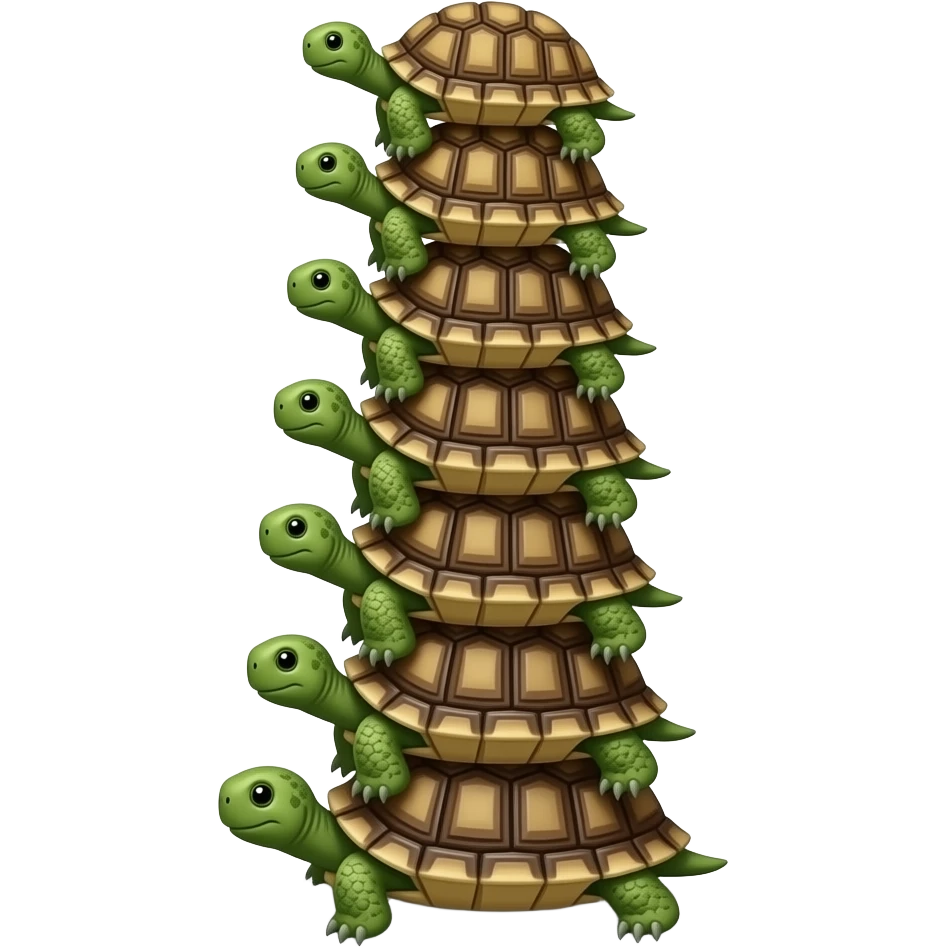 make a tower of 8 turtles like the title Turtles to Infinity by John Green emoji