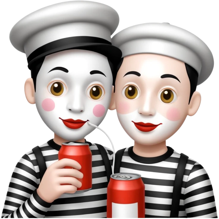 2 mimes talking with a can on a string between them emoji