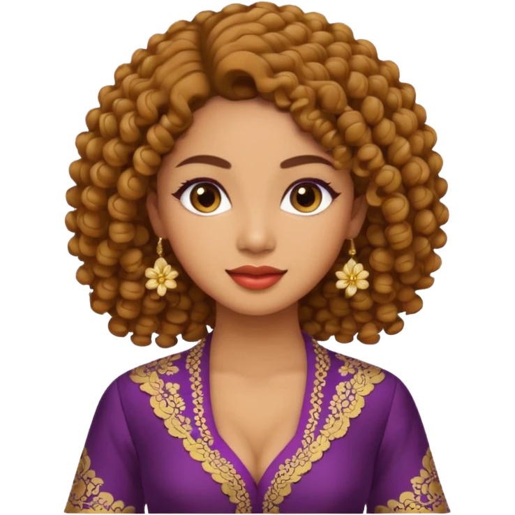 tan skin women, with Curly hair, wear kebaya  emoji