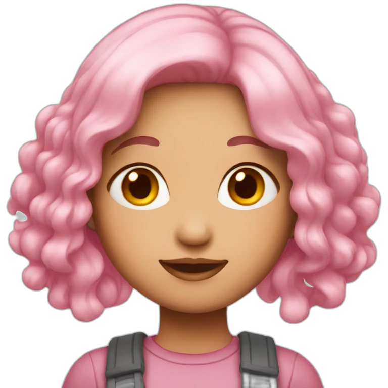 asian Girl with pink hair emoji