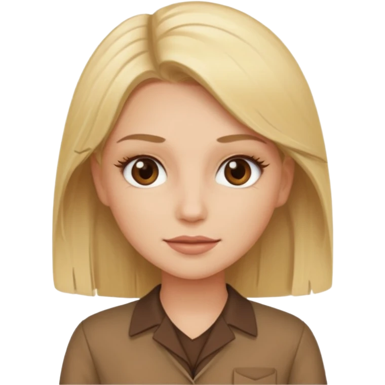 Blond lash tech , brown outfit emoji