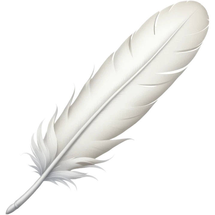 a single white feather, soft and floating emoji