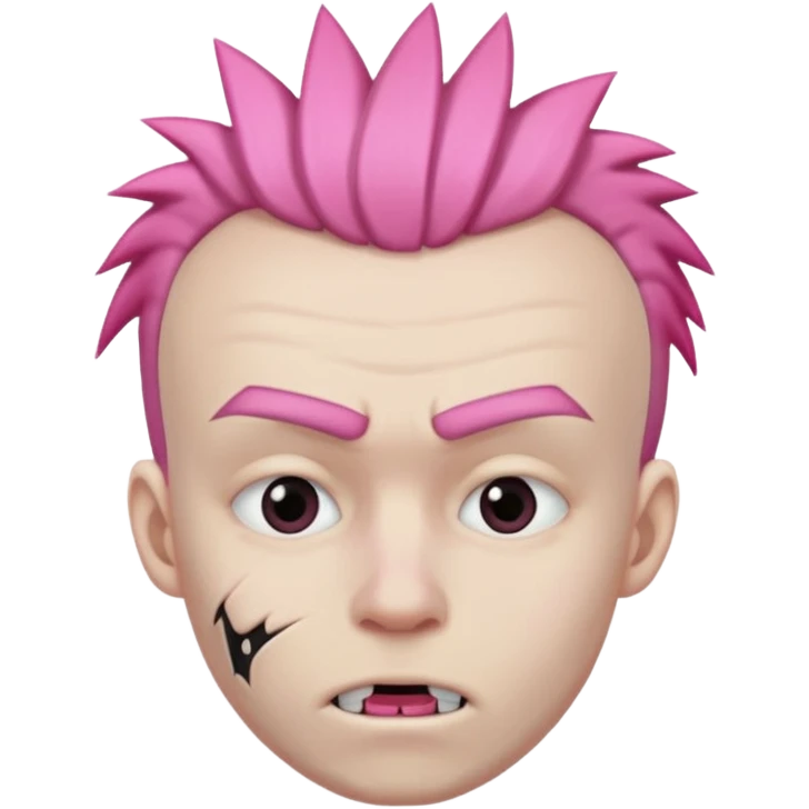 guy with pink mohawk who has his mouth stitched shut emoji