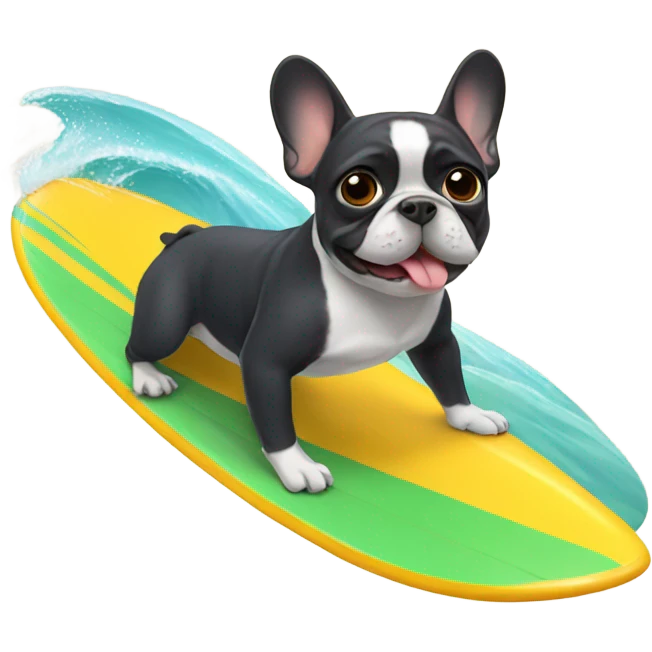 Frenchie surfing emoji