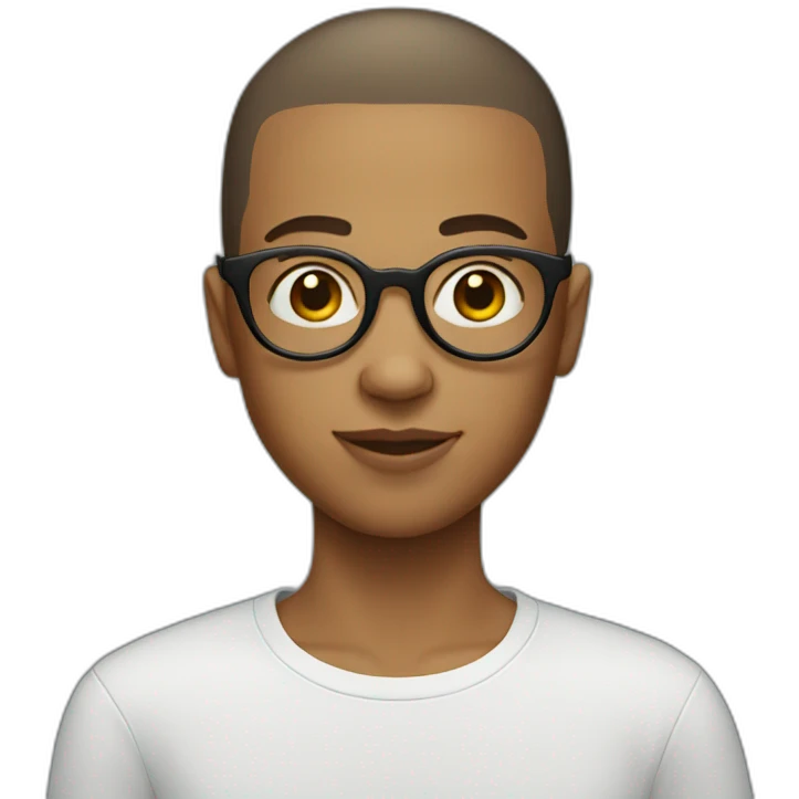 Teenager with a buzz cut and round glasses emoji