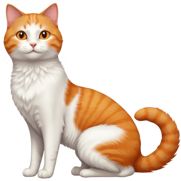ginger and white cat with orange eyes doing a big extremely long stretch reaching up into the air with arms and legs side by side together straight and overextended whilst lying on its side emoji