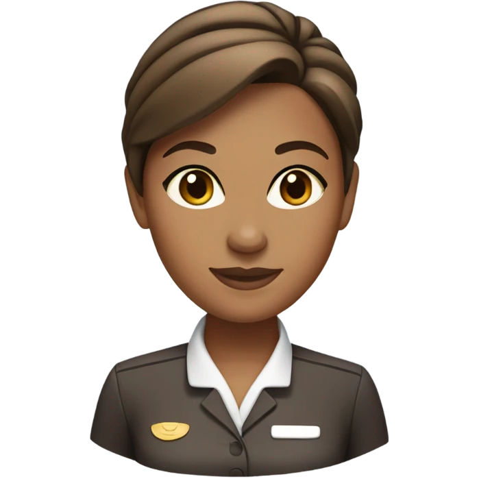 Tan brown skin flight attendant with brown hair in a bun emoji