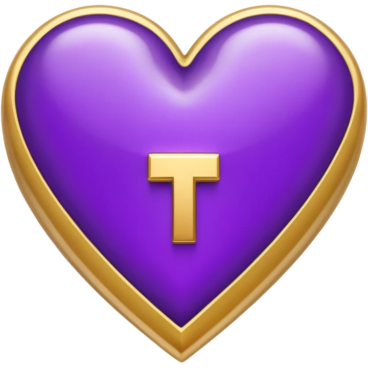 The golden Letter “t” inside a Purple Heart emoji