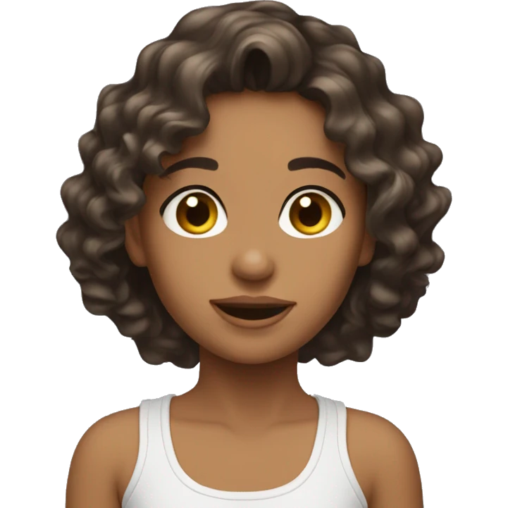 Young model brunet wavy hair emoji