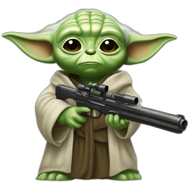 Yoda with gun emoji