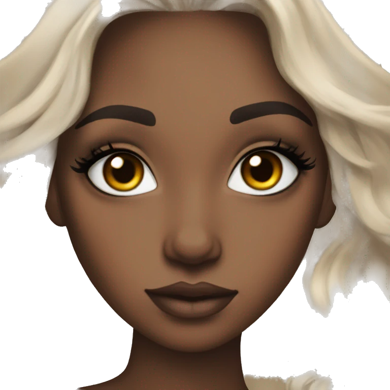 dark brown hair girl with doe lashes makeup beautiful emoji