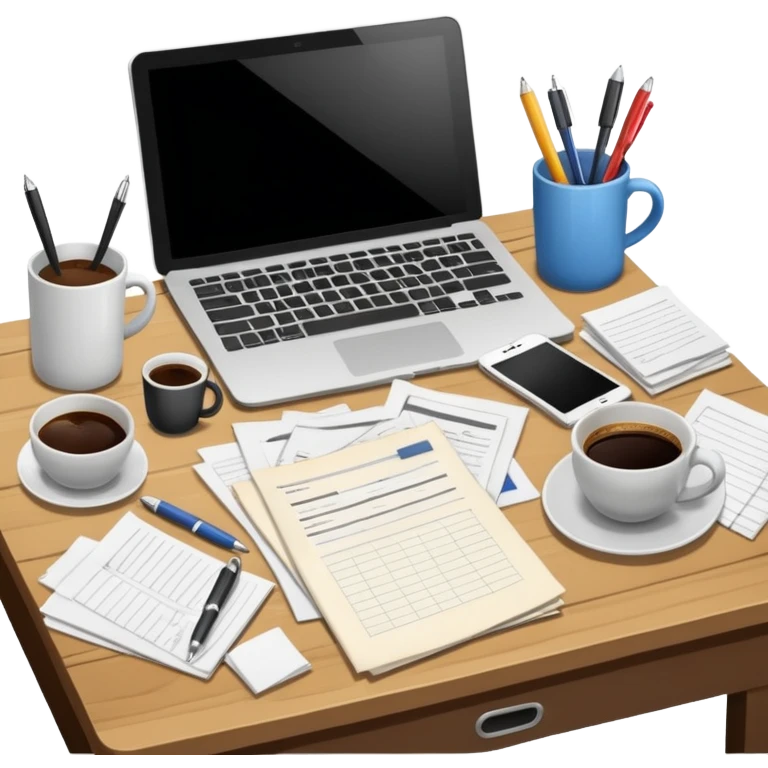 Messy Desk with  emoji