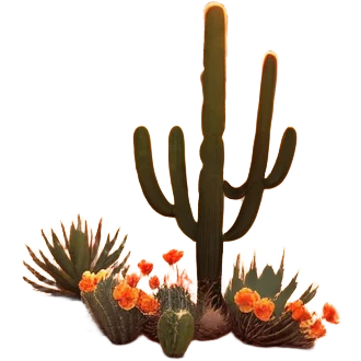 Cinematic Realistic Desert Emoji, Expansive and arid, with vast stretches of golden sand dunes and scattered cacti, the sun casting a warm, almost orange glow over the dry, cracked earth. The horizon blurs into a heat shimmer, while the occasional desert flower adds a splash of color to the barren landscape. Soft glowing outline, capturing the essence of the harsh yet stunning beauty of the desert, calm and quiet, filled with silence and mystery. emoji