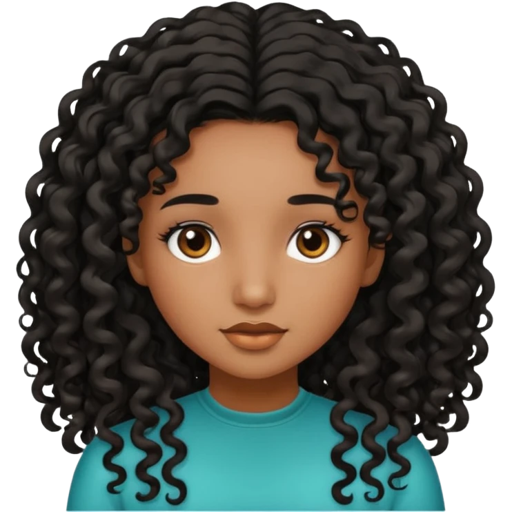 Brown skin girl with curly roots and straight ends emoji