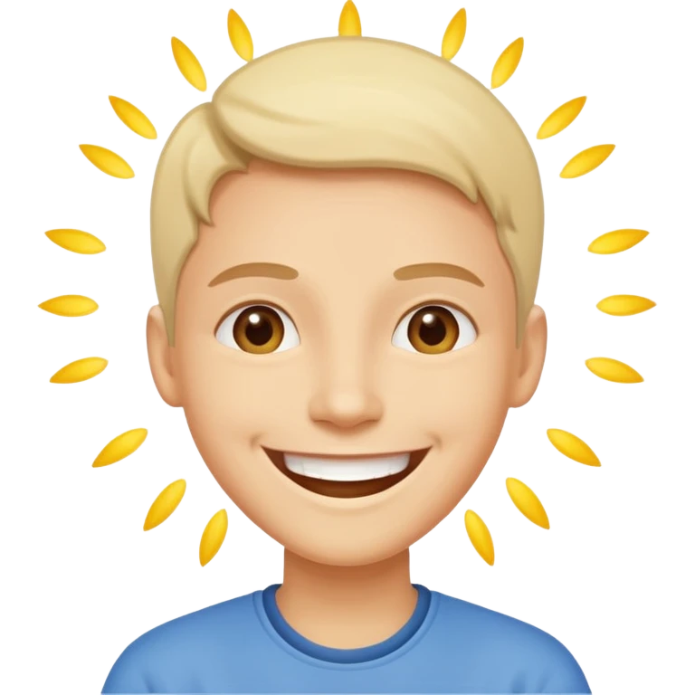 person gazing forward with a big smile, radiating optimism and hope for the future emoji