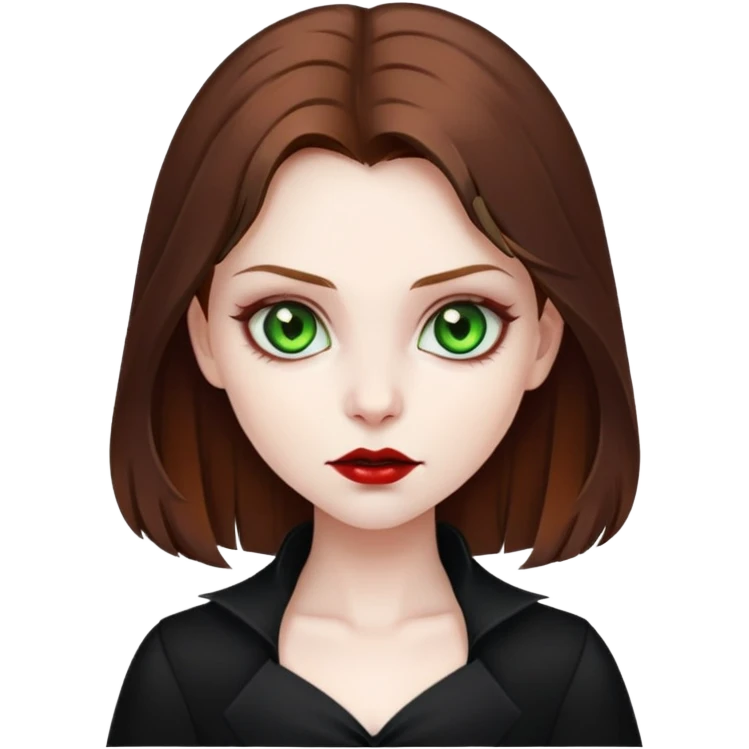 Vampire Girl with brown hair and Green eyes with black autfit  emoji