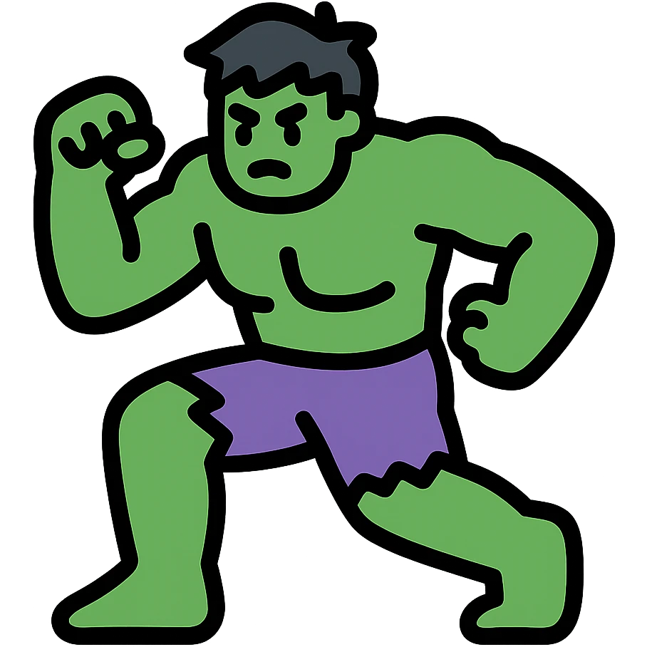 Hulk muscular green superhero in a dynamic pose emoji