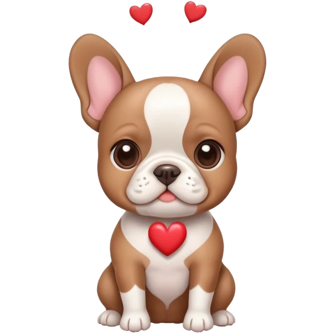 Frenchie with hearts emoji