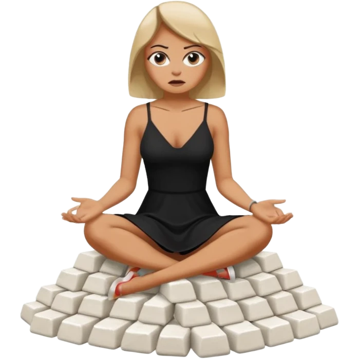 Female cartel boss sitting on a pile of cocaine emoji