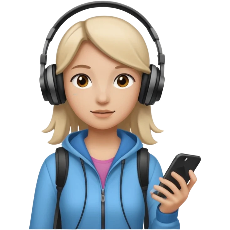 girl walking with music emoji