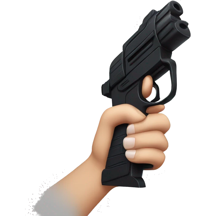 White hand with black nails holding large scary dark nerf gun emoji