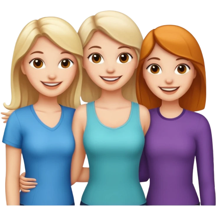 3 white girls happy friends emoji