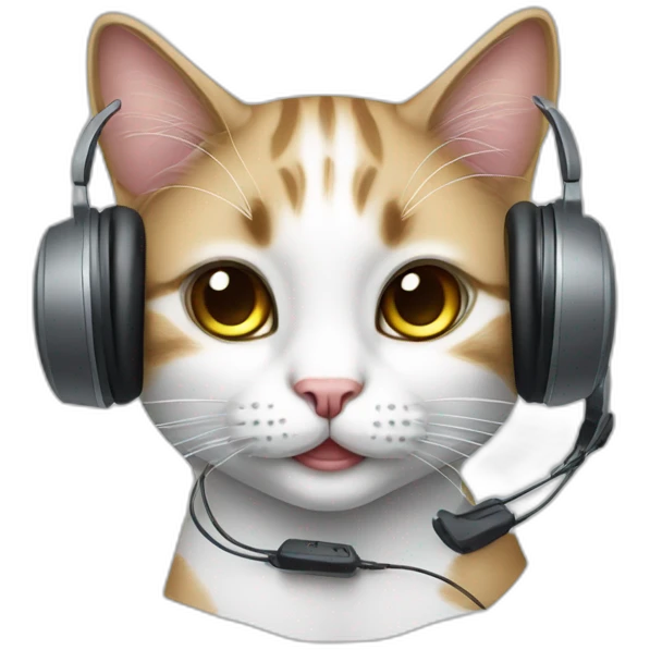 Call center operator cat with a headphone emoji