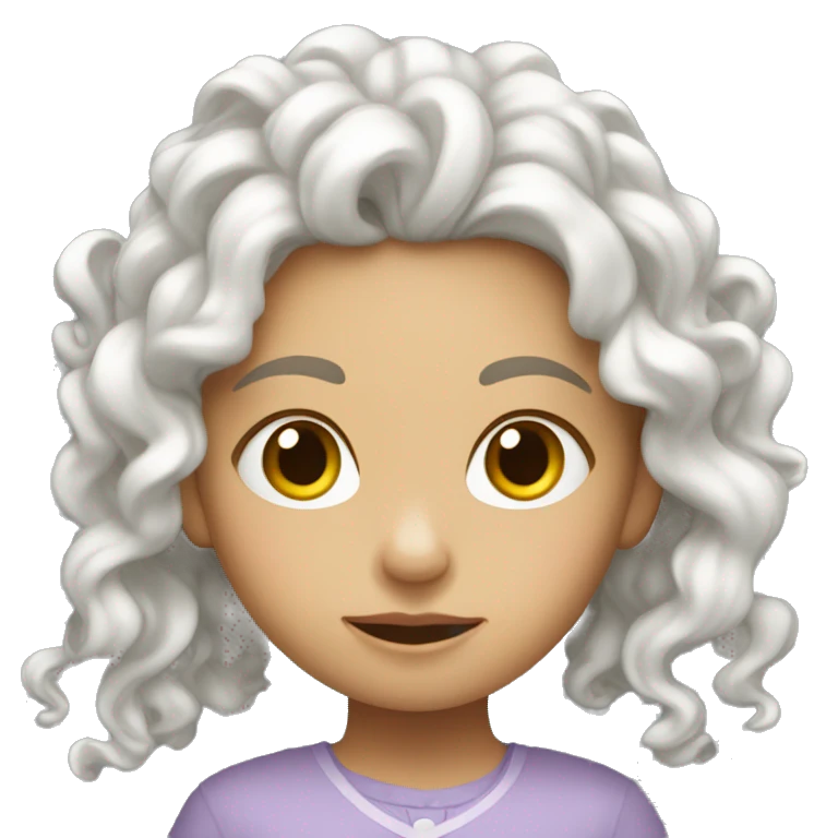 una niña con rizos blanca durmiendo  emoji