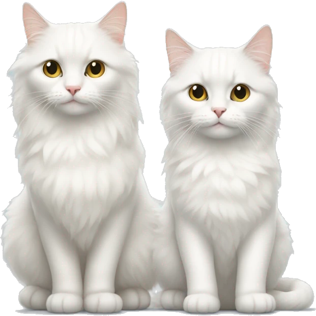 two white cats one fluffy one short hair  emoji