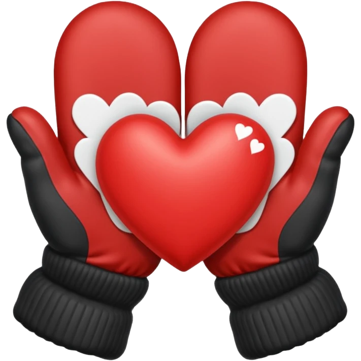 руки в варежках в виде сердца  emoji
