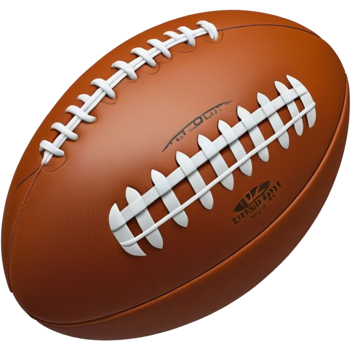 Cinematic Realistic image of a rugby ball in mid-action, with dynamic motion blur and finely rendered leather textures, set against a sunlit, energetic field that underscores its robust athleticism emoji