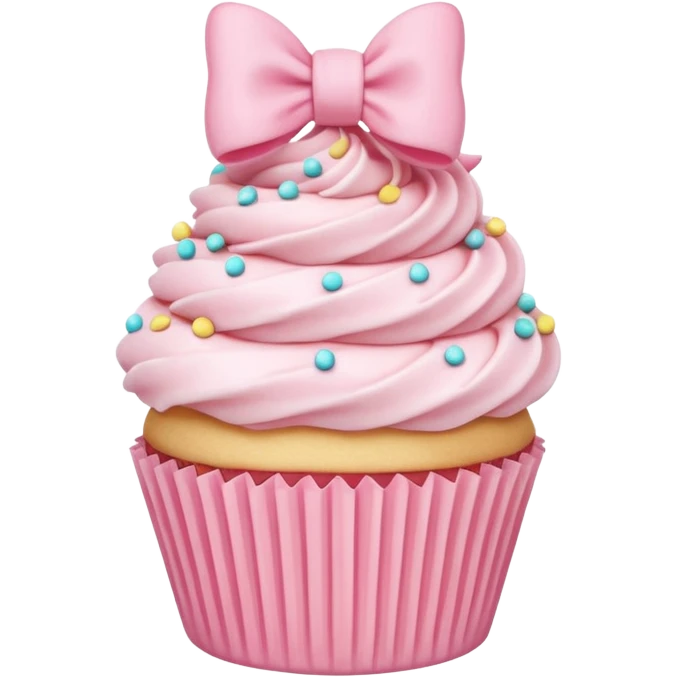 Pink bow wrapped around a cupcake, pastel, chibi style emoji