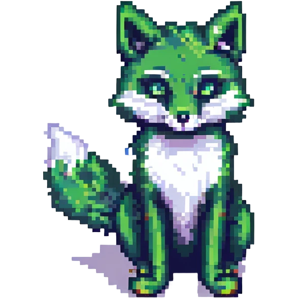 green fox, pixel art, retro game style emoji