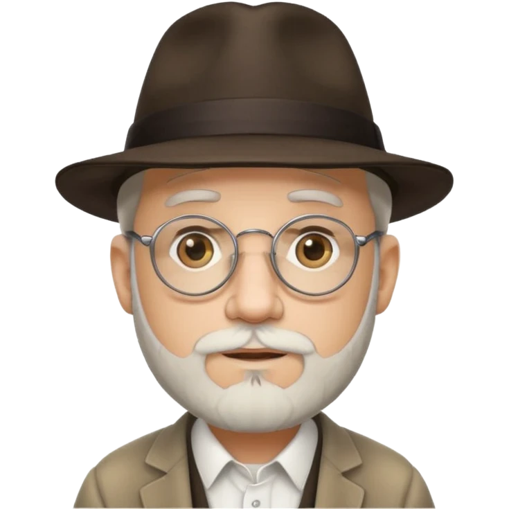 rabbi with white goatee, fedora, round rimmed glasses emoji