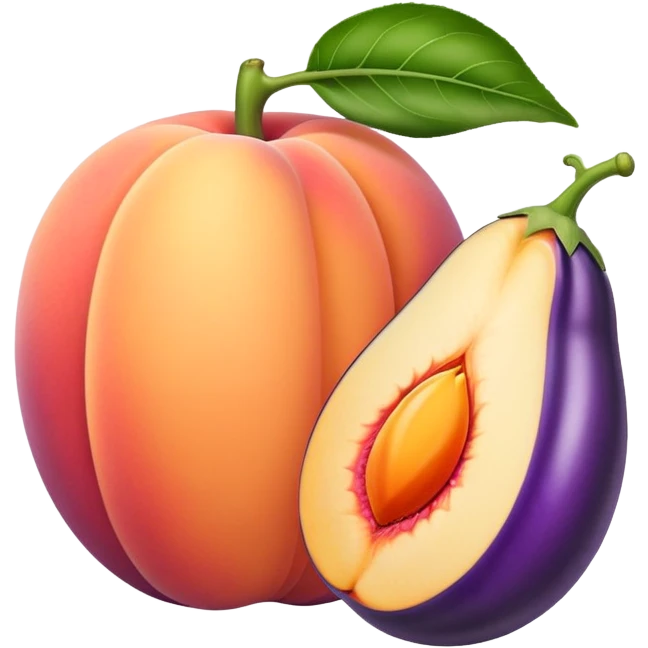Peach with a hole and an eggplant emoji