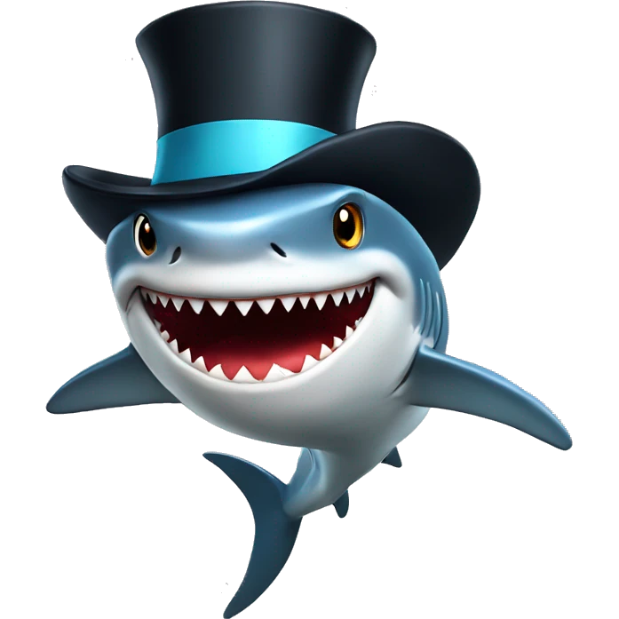 Shark with a top hat emoji