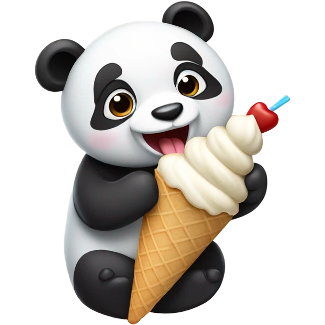 Panda eating ice cream emoji