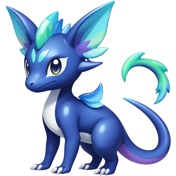 Rainbow crystal mix Shiny pastel Salandit-Meowstic-Noibat-Fakémon-hybrid-creature (full body)  emoji