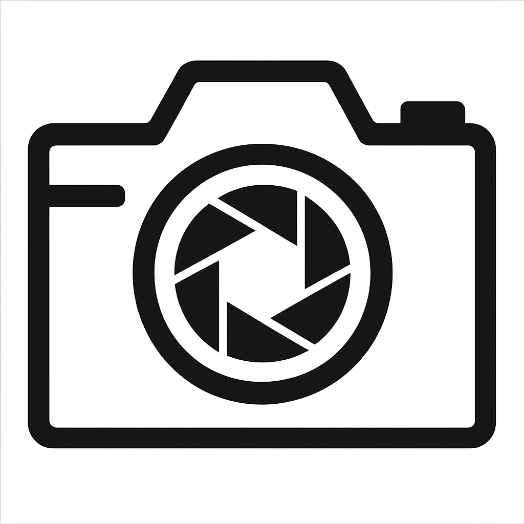 A camera icon with geometric shapes and clean lines emoji