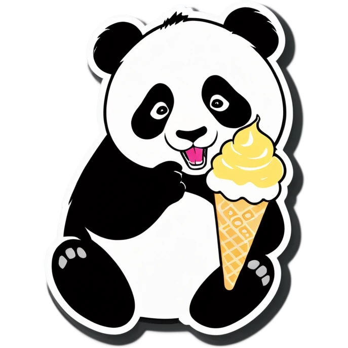 Panda eating ice cream emoji