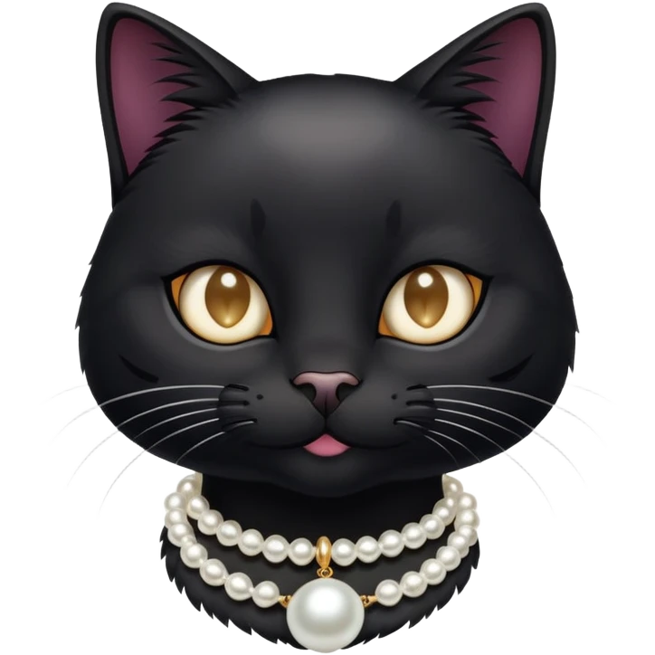 Black cat with pearl necklace  emoji