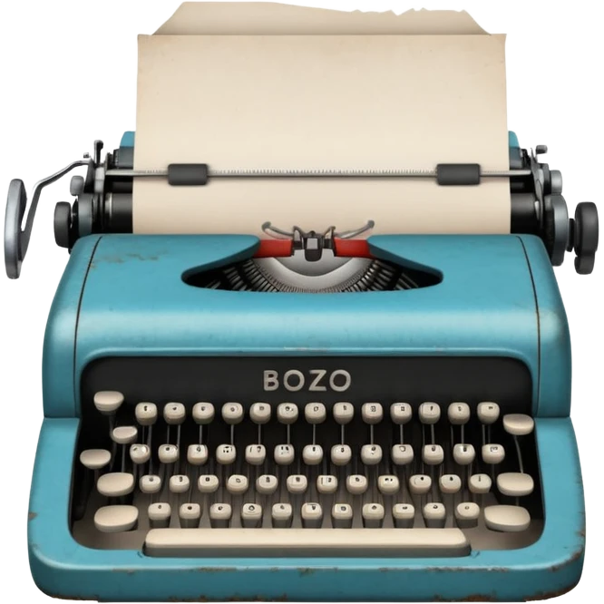 Typewriter typing on paper and the paper says bozo emoji