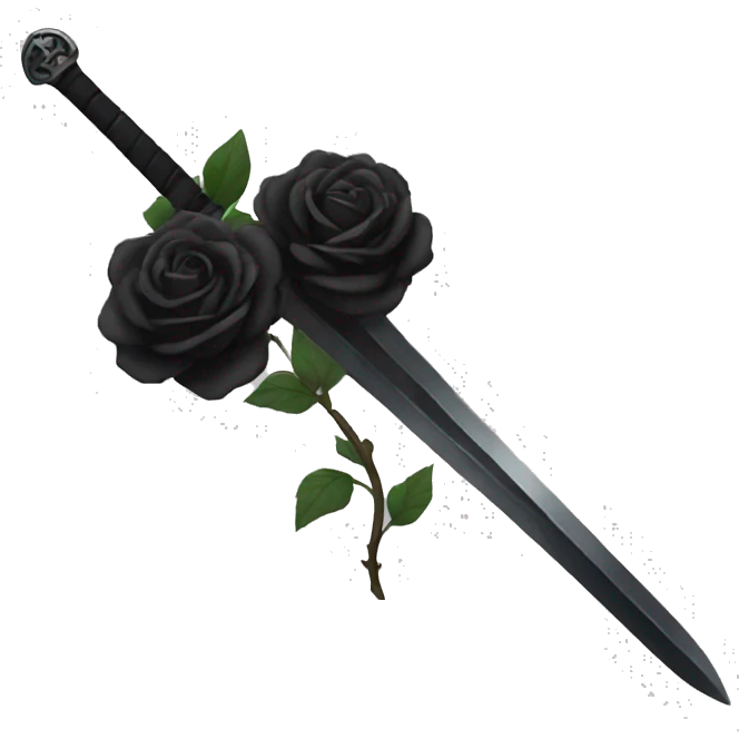 black sword with black roses emoji