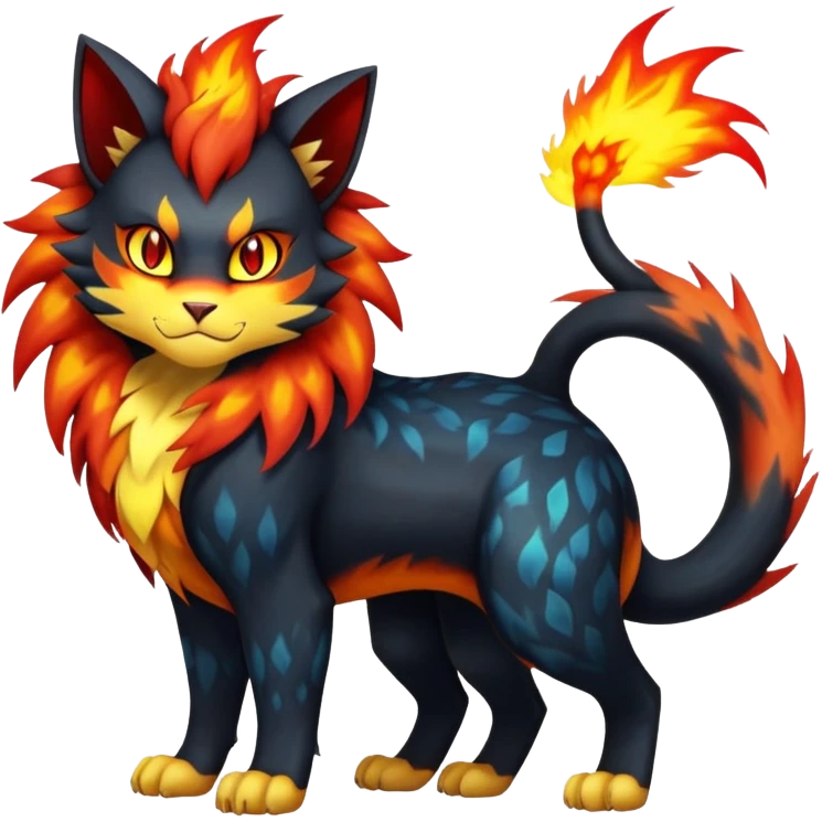 Luxray-Torracat-Pyroar-Fakémon-hybrid-creature (full body)  emoji
